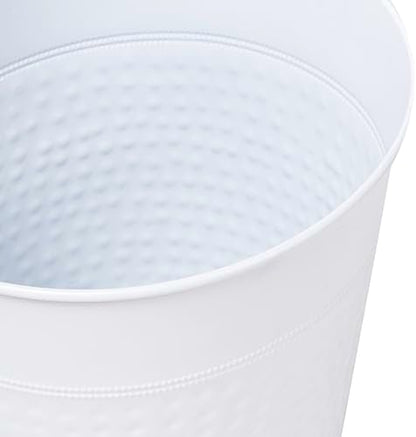 happimess Riley 2 Gal Hammered Steel Bin 10" H, Matte White