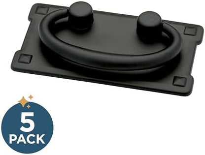 Franklin Brass (5-Pack) – Matte Black Cabinet Handles, 3 Inch Hole Center, Vintage Pulls for Drawers, Kitchen Cabinet Door, Dressers | Mission