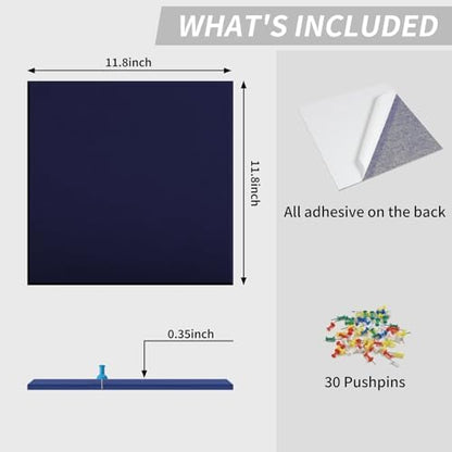 48" x 48" Cork Board Alternative, 16 Pack Felt Bulletin Board Tiles with 30 Adhesive Tabs Wall Push Pin Board for Office Classroom Bedroom Decor