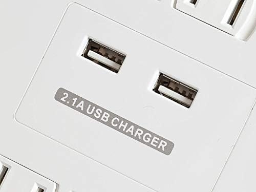 Monoprice Power & Surge - 12 Outlet Surge Protector Power Strip With 2 Built In 2.1A USB Charger Ports - 6 Feet - White | Cord UL Rated, 3,420 Joules With Grounded And Protected Light Indicator
