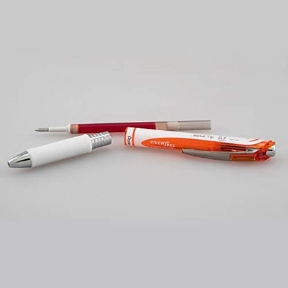 Pentel EnerGel Pearl Retractable Liquid Gel Pen, (0.7mm) Metal Tip, Medium Line, Orange Accent, Orange Ink, 12 pack (BL77PW-F)