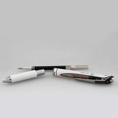 Pentel EnerGel Pearl Deluxe RTX Retractable Liquid Gel Pen, (0.7mm), Accent, Black Ink, Box of 12 (BL77PW-A)