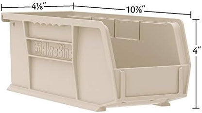Akro-Mils 30224 AkroBins Plastic Storage Bins, 11"x 4"x 4", Stone, 12-Pack