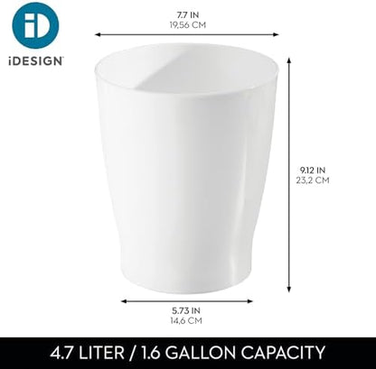 iDesign Small Round Plastic Trash Can, White, Set of 4