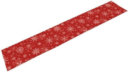 Red Snowflakes Christmas Table Runner, Seasonal Winter Holiday Kitchen Dining Table Decoration for Home Party Decor 13x70 Inch