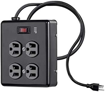 Monoprice Heavy Duty Metal Surge Protector - 4 Outlet Power Strip, 180 Joules, UL Certified, 6 Feet Cable, Black
