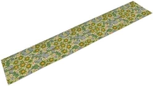 William Morris Original Design Green Table Runner Vintage Floral Table Runner for Dining Table Decor 13 x 90 Inch