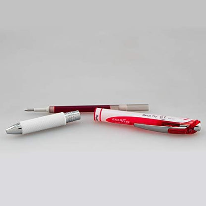 Pentel EnerGel RTX Pearl Retractable Liquid Gel Pen Metal Tip, 12 Pack, 0.7mm, Medium Line, Red Ink (BL77PW-B)