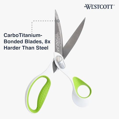 Westcott Heavy Duty CarboTitanium-Bonded 9" Bent Scissors - Durable Fabric Scissors with Ergonomic Handle and Titanium Bonding for Effortless Cutting Tasks