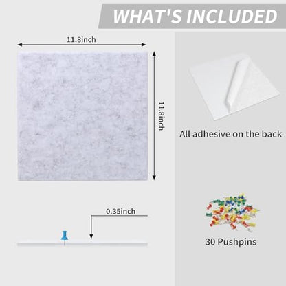 48" x 24" Cork Board Alternative, 8 Pack Felt Bulletin Board Tiles with 30 Adhesive Tabs Wall Push Pin Board for Office Classroom Bedroom Decor