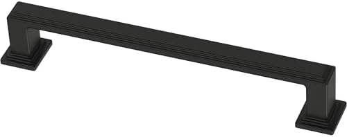 Franklin Brass 10 Pack Matte Black Cabinet Handles 5-1/16 inch (128mm) Kitchen Cabinet Handles and Drawer Pulls for Cupboards and Dressers | Stepped