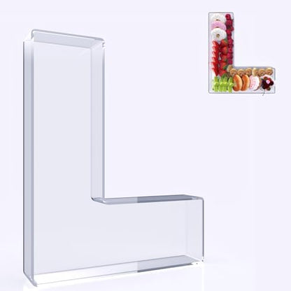 11" Acrylic Letter Charcuterie Box, Reusable Fillable Alphabet Number Shaped Form Tray for Birthday Anniversaries, Party Decorative Serving Plates Display Candy Cake (L)