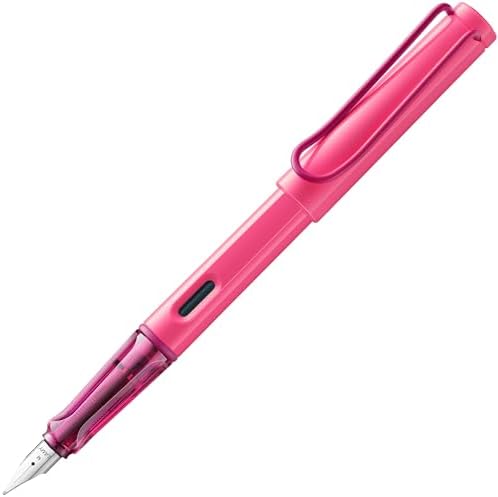 LAMY safari neonpink - Fountain Pen with ergonomic grip & polished steel nib in size F - ideal for any Writing & Calligraphy - including LAMY T 10 blue cartridge - Right-Handed