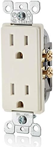 Leviton 15 Amp Decora Tamper-Resistant Duplex Electrical Wall Outlet, 10 Pack, T5325-TMP, Light Almond