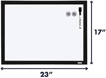 Quartet Magnetic Whiteboard, 17 x 23 inches White Board, Dry Erase Board, Black Frame (MWDW1723M-BK)