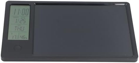 Electronic Calendar Writing Board, LCD Digital Writing Tablet with Notepad, HD Display for Time Temperature Humidity, Reusable Paperless Memo Pad for Office Home (Black)