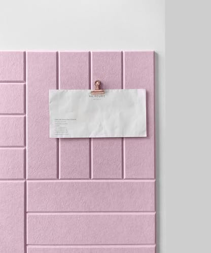 Felt Bulletin Board- Cork Board Tiles Alternative - 12 Pack Square Felt Wall Tiles with Safe Removable Adhesive Tabs - Light Pink
