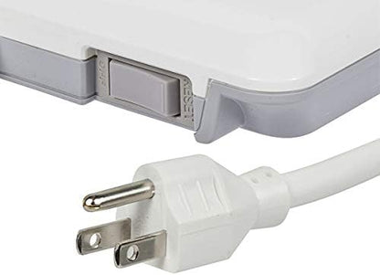 Monoprice Power & Surge - 12 Outlet Surge Protector Power Strip With 2 Built In 2.1A USB Charger Ports - 6 Feet - White | Cord UL Rated, 3,420 Joules With Grounded And Protected Light Indicator