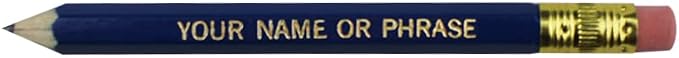 EZPENCILS & GIFTS - Golf Pencils Tipped with Eraser (1/2 a Pencil - Pew Pencils) - Dark Blue Colored Barrel - FREE-PERSONALIZATION - 2HB Black Lead - Custom Text - Non-Smear Eraser – Package of 50