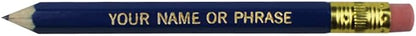 EZPENCILS & GIFTS - Golf Pencils Tipped with Eraser (1/2 a Pencil - Pew Pencils) - Dark Blue Colored Barrel - FREE-PERSONALIZATION - 2HB Black Lead - Custom Text - Non-Smear Eraser – Package of 50