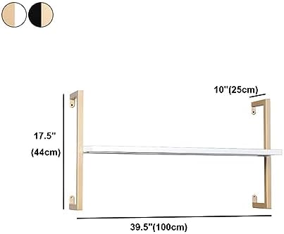 Contemporary Wall Unit Bookcase Metal Frame Pine Wood Shelf Bookshelf Wall-Mounted Bookshelf Wrought Iron Bag Rack Multi-Layer Clothing Store Decoration White Gold 39.4" L x 9.8" W x 17.3" H