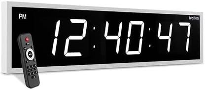 Ivation Oversized Digital Wall Clock with Large LED Display & Timer, 60"