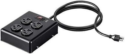 Monoprice Heavy Duty Metal Surge Protector - 4 Outlet Power Strip, 180 Joules, UL Certified, 6 Feet Cable, Black