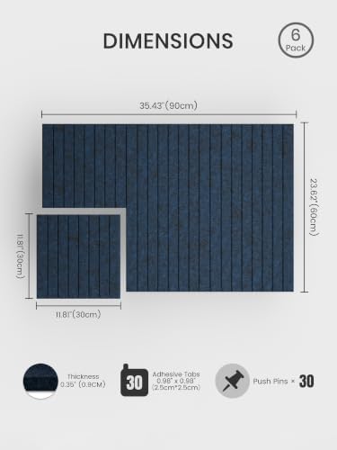 Bumusty 36"x 24" Large Felt Bulletin Board Tiles,Carbon Blue