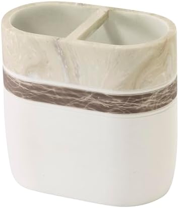 IZOD – Toothbrush Holder, Hand-Painted Resin with Marble Detail, Modern Home Decor – Perfect for Organizing Bathroom Essentials (Tidal)