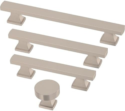 Franklin Brass 10 Pack Brushed Nickel Cabinet Handles 3 inch (76mm) Kitchen Cabinet Handles and Drawer Pulls for Cupboards and Dressers | Tiered Foot