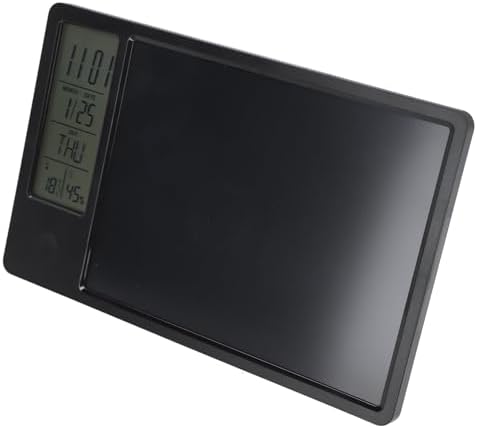 Electronic Calendar Writing Board, LCD Digital Writing Tablet with Notepad, HD Display for Time Temperature Humidity, Reusable Paperless Memo Pad for Office Home (Black)