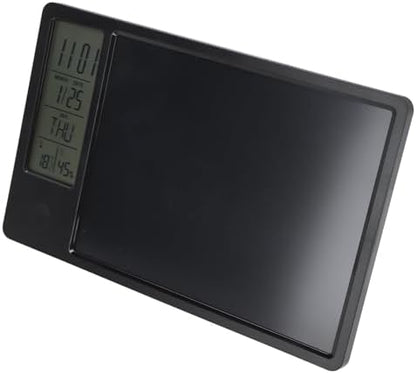 Electronic Calendar Writing Board, LCD Digital Writing Tablet with Notepad, HD Display for Time Temperature Humidity, Reusable Paperless Memo Pad for Office Home (Black)