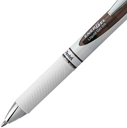 Pentel EnerGel Pearl Deluxe RTX Retractable Liquid Gel Pen, (0.7mm), Accent, Black Ink, Box of 12 (BL77PW-A)