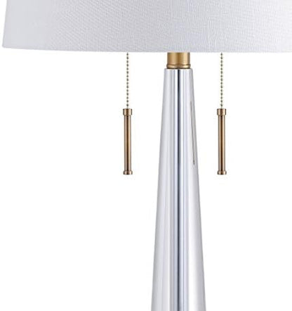 JONATHAN Y Zoe 2-Light Crystal Metal Table Lamp 29.5", Clear/Brass Gold