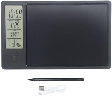 Multi Functional Electronic Writing Board with Calendar and Notepad, Lightweight LCD Handwriting Tablet for Office Use (Black)