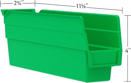 Akro-Mils 30110 Heavy Duty Plastic Shelf Bins, 12" x 3" x 4", Red, 24-Pack