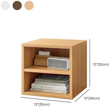Timber Vertical or Horizontal Organizing Shelf with 1 Cabinet Closed Back Modular Cube Storage Unit, Book Storage Bookshelf, Glass Small Bookcase, Square Grid Cabinet Wood with Shelves No Door