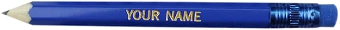 EZPENCILS & GIFTS - Golf Pencils Tipped with Eraser (1/2 a Pencil) - Sea Blue Colored Barrel - FREE-PERSONALIZATION - 2HB Black Lead - Custom Text - Non-Smear Eraser – Package of 40