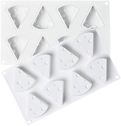 OCPO KITCHEN Cheese Silicone Baking Mold for Mousse Cake, CheeseCake, French Dessert, Pastry, Chocolate, Ice Cream, Pudding, Cake Decoration Mold, 3D Cheese Shape (8-Cavity)