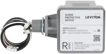 Leviton Type 1 Surge Protective Panel, Residential Home Surge Protection, 120/240 VAC, Split Phase, 36kA per Phase, R2120-B SPD (Pack of 3)