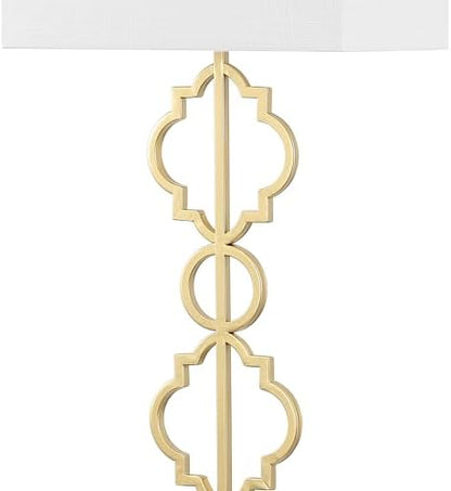 JONATHAN Y Selina Floor Lamp 64.5" Metal Ogee Trellis, Gold Painting