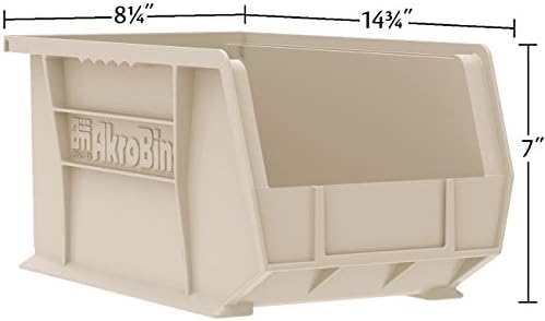 Akro-Mils 30240 AkroBins Plastic Storage Bins, 15"x8"x7", Stone, 12-Pack