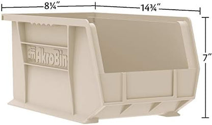 Akro-Mils 30240 AkroBins Plastic Storage Bins, 15"x8"x7", Stone, 12-Pack