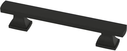 Franklin Brass 10 Pack Matte Black Cabinet Handles 3-3/4 inch (96mm) Kitchen Cabinet Handles and Drawer Pulls for Cupboards and Dressers | Tiered Foot