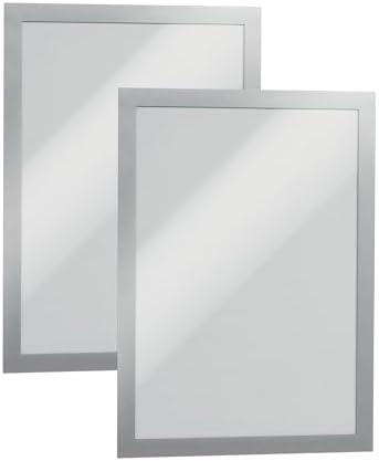 Durable Duraframe Sign Holder, Self-Adhesive, Silver, Tabloid Size, 2 Pack