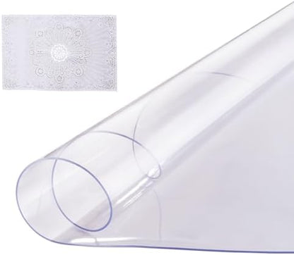 VEVOR Plastic Table Cover, 48 x 48 Inch 2.0 mm Thick Clear Round PVC Desk Mat Protector, Waterproof & Easy Cleaning Tablecloth for Office, Dresser, Dining Room, Night Stand