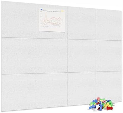 Neatsure Large Cork Board for Wall, 48" x 36" Bulletin Board with Pushpins, 12 Panels Felt Tiles Tack Push Pin Board for Office, Silver Gray