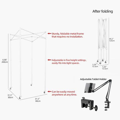 Portable Foldable Recording Vocal Booth Studio Equipment for Crisp Dry Echo Free Vocals at Home & On the Road - Easy to Assemble & Travel Bag Included (Standard, Off-white)