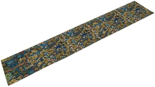 William Morris Floral Table Runner, Vintage Tree of Life Flowers Table Runner for Dining Table Decor 13 x 70 Inch