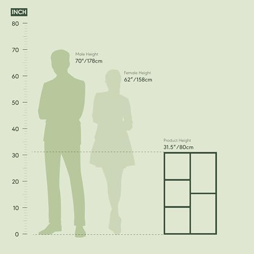 Furinno LUDER Book Shelf, 5-Cube Bookshelf, Reversible Bookcase, 9.4 x 19.5 x 31.5, Easy Assembly, for Living Room, Bedroom, Home Office, Sage Green
